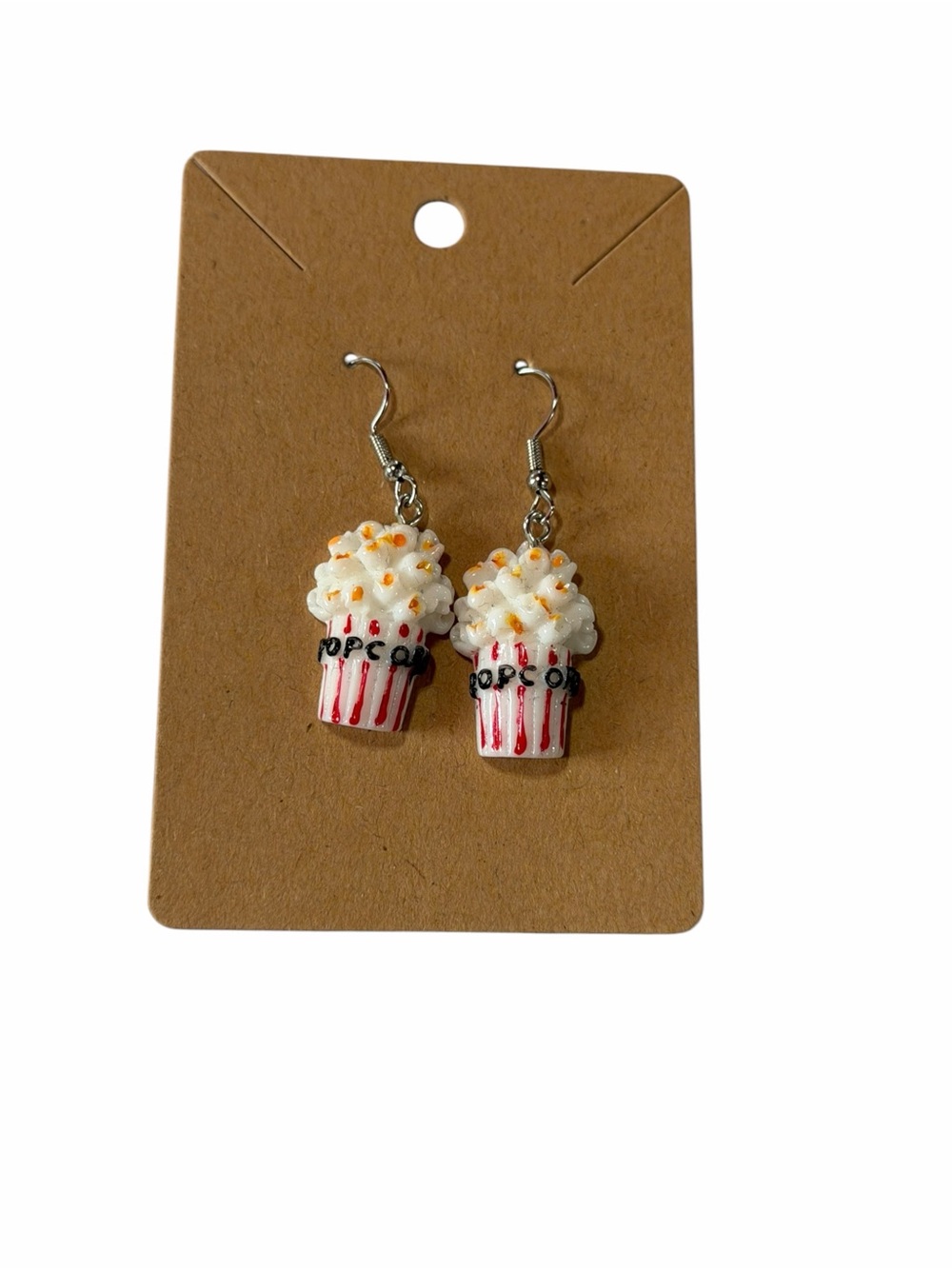 Popcorn Cup Drop Earrings in White & Red